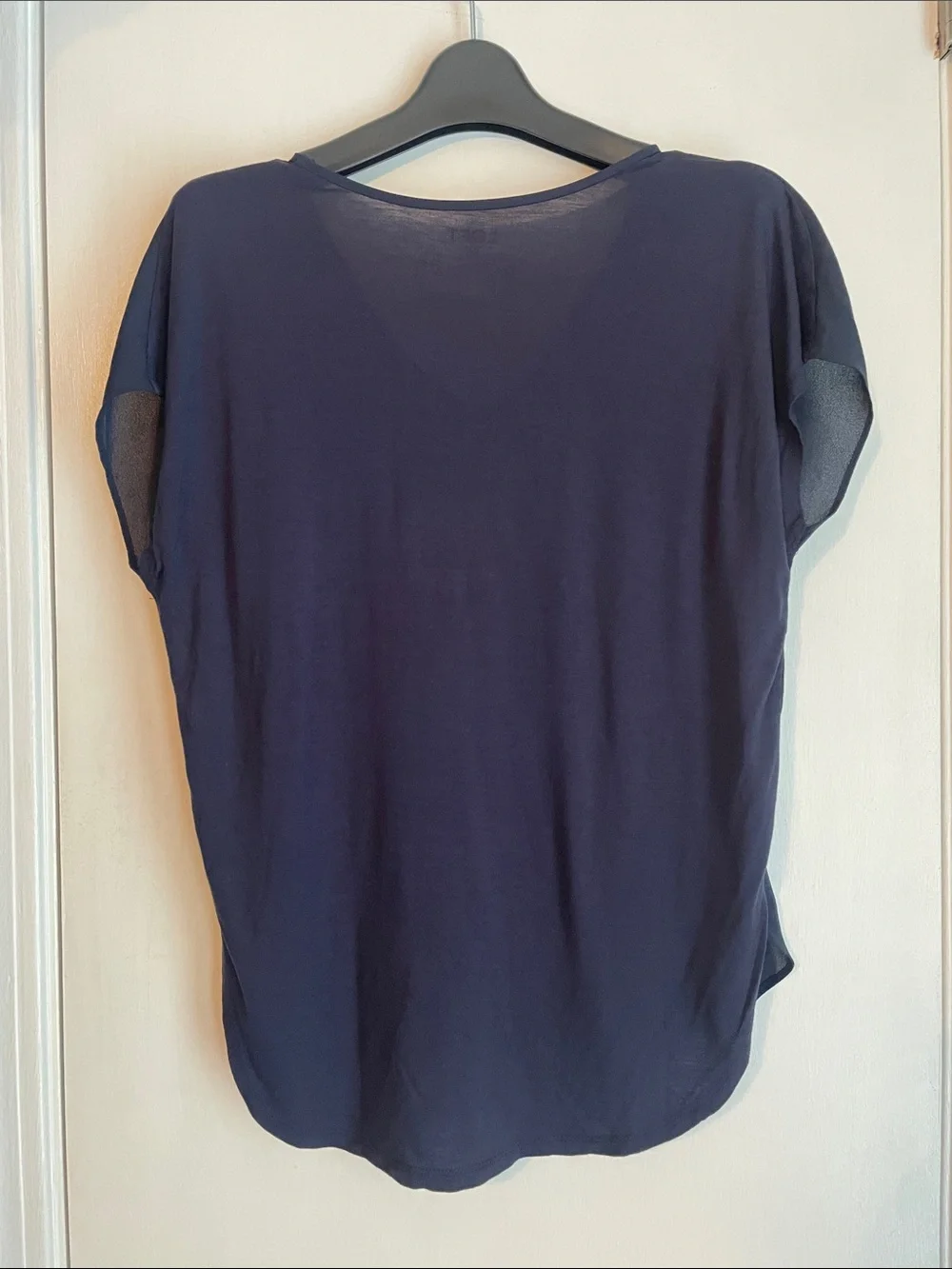 LOFT Navy V-Neck Short Sleeve Blouse XXSP - Picture 2 of 5
